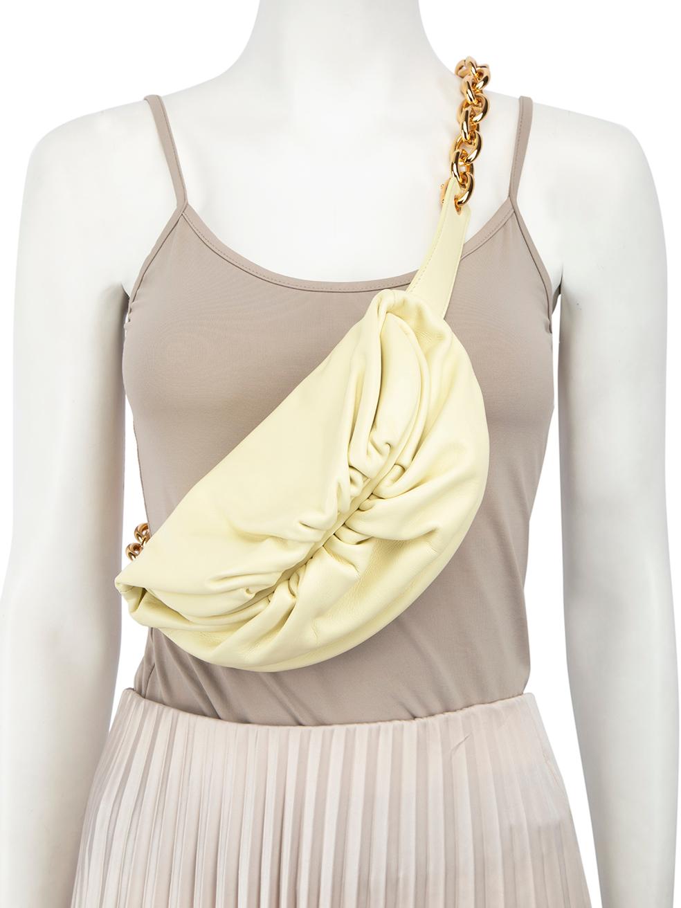 Women's Bottega Veneta Yellow Leather Chain Pouch Crossbody Bag For Sale