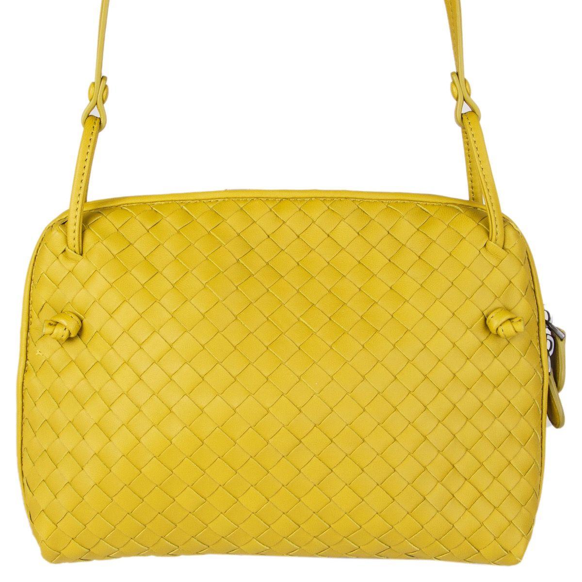 Yellow BOTTEGA VENETA yellow leather INTRECCIATO NODINI Crossbody Shoulder Bag