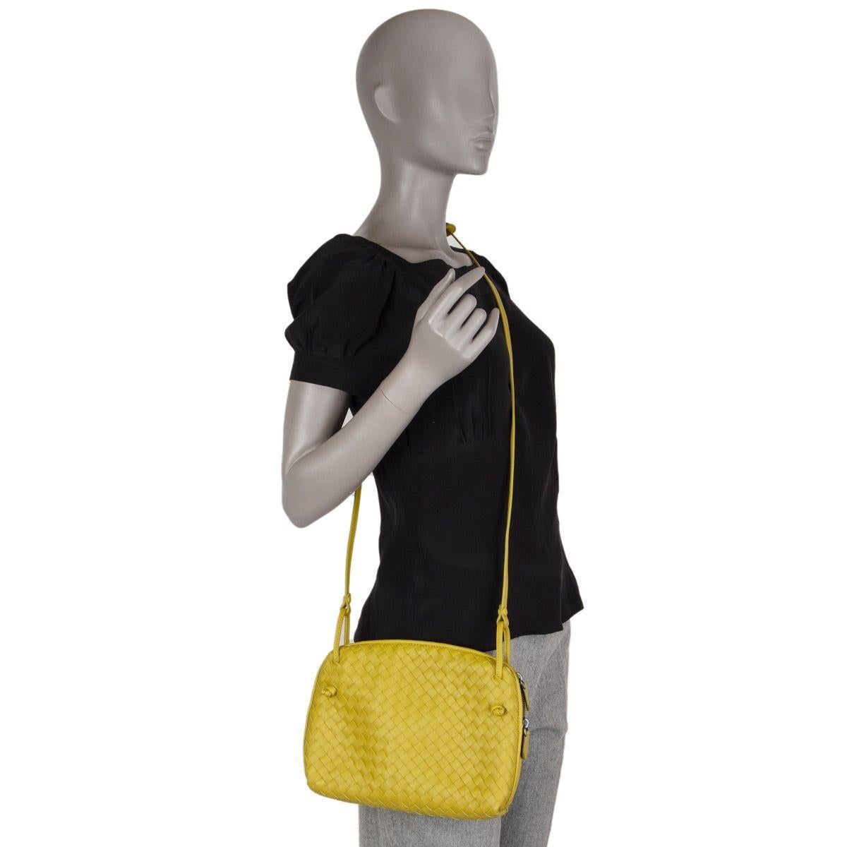Women's BOTTEGA VENETA yellow leather INTRECCIATO NODINI Crossbody Shoulder Bag