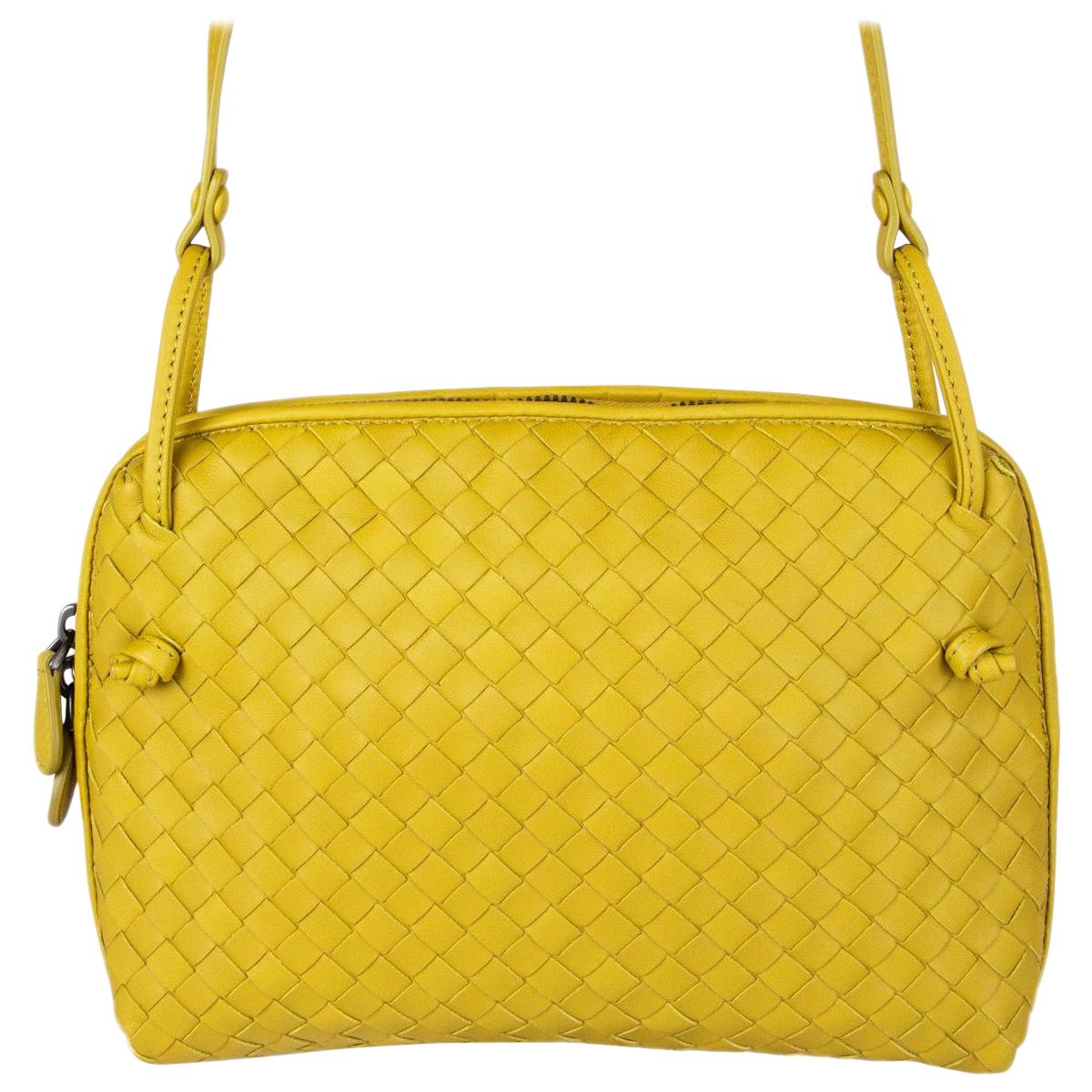 BOTTEGA VENETA yellow leather INTRECCIATO NODINI Crossbody Shoulder Bag