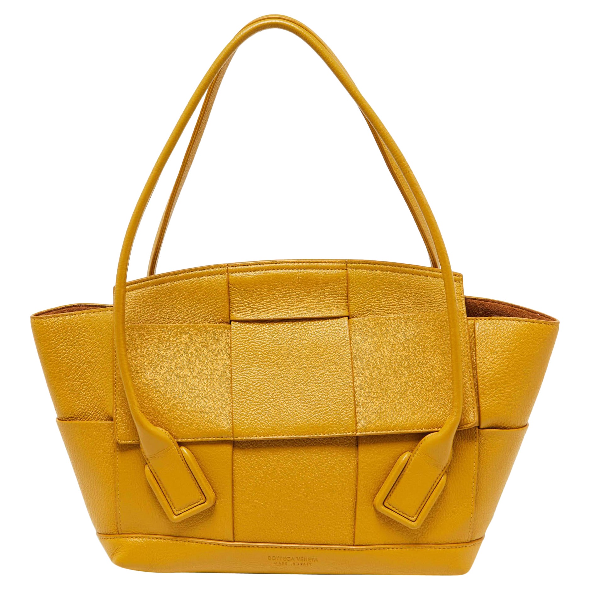Bottega Veneta Yellow Leather Maxi Intrecciato Arco 33 Bag
