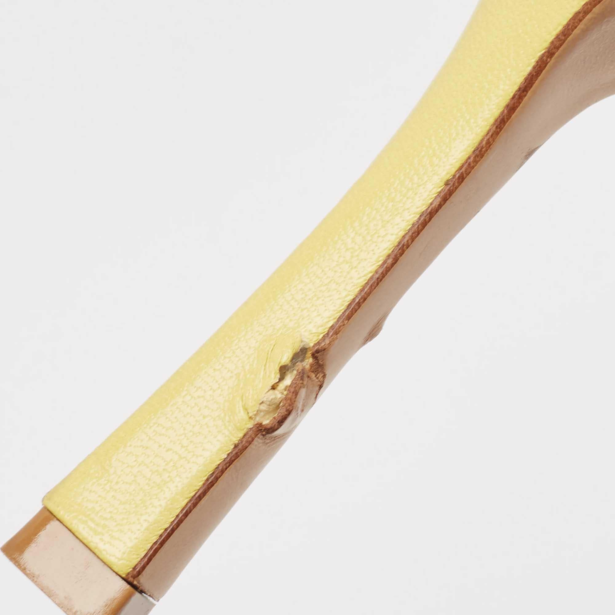 Bottega Veneta Yellow Leather Stretch Slide Sandals Size 41 2