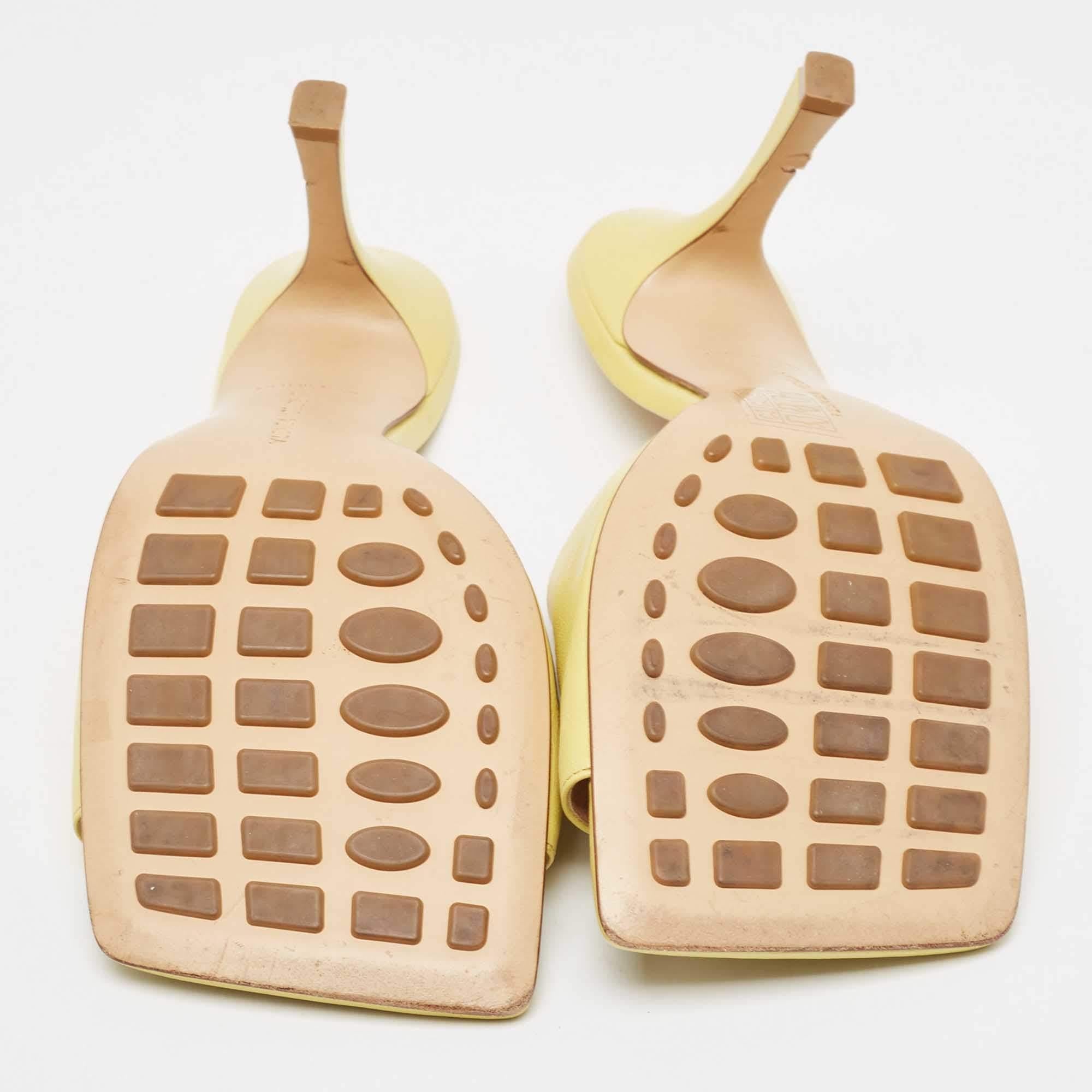 Bottega Veneta Yellow Leather Stretch Slide Sandals Size 41 3