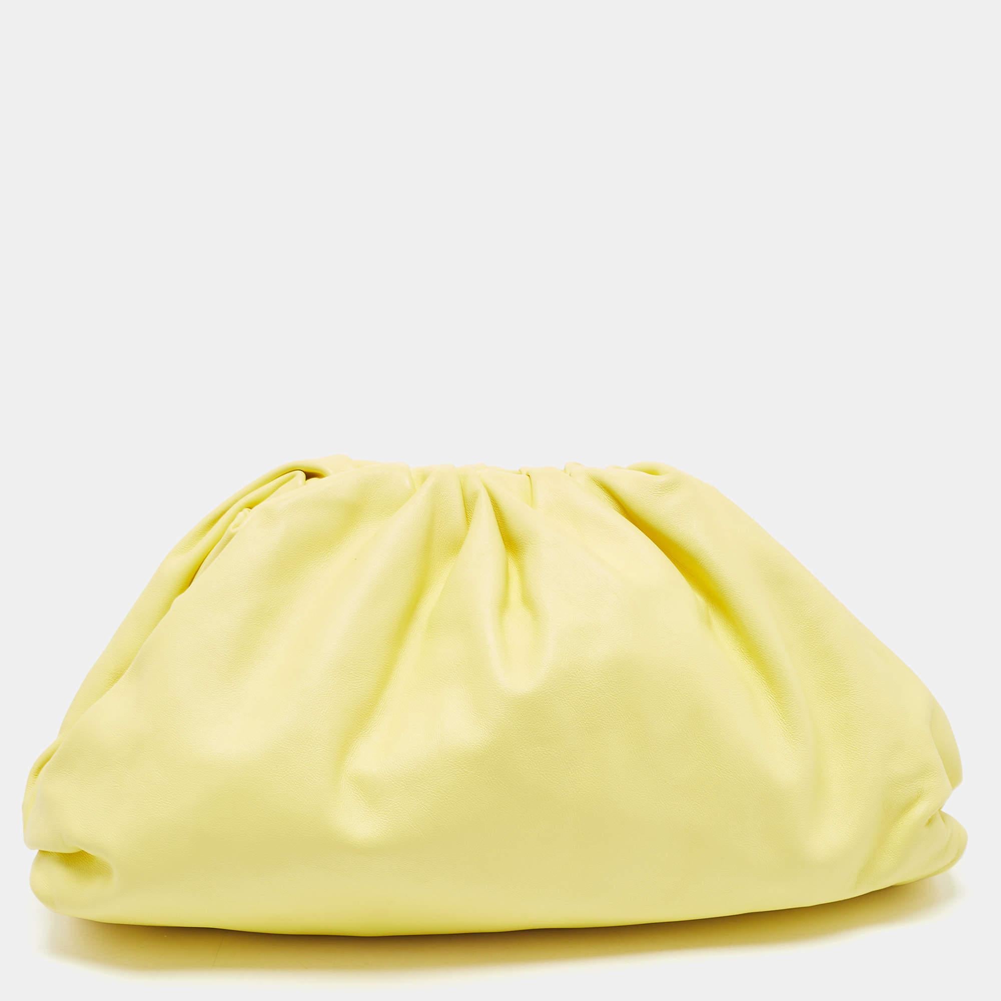 Bottega Veneta Yellow Leather The Pouch Clutch 8