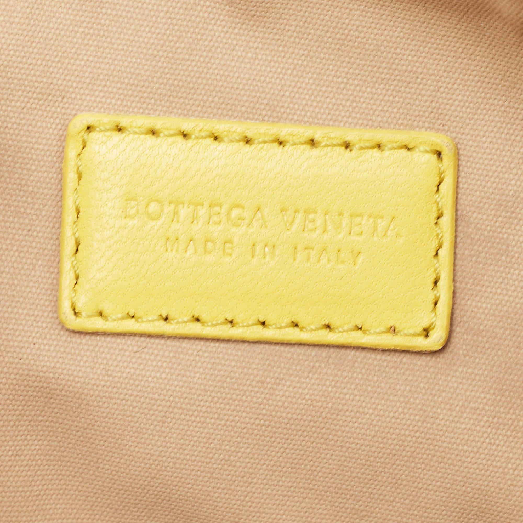Bottega Veneta Yellow Leather Zip Pouch For Sale 7