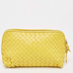 Bottega Veneta Yellow Leather Zip Pouch