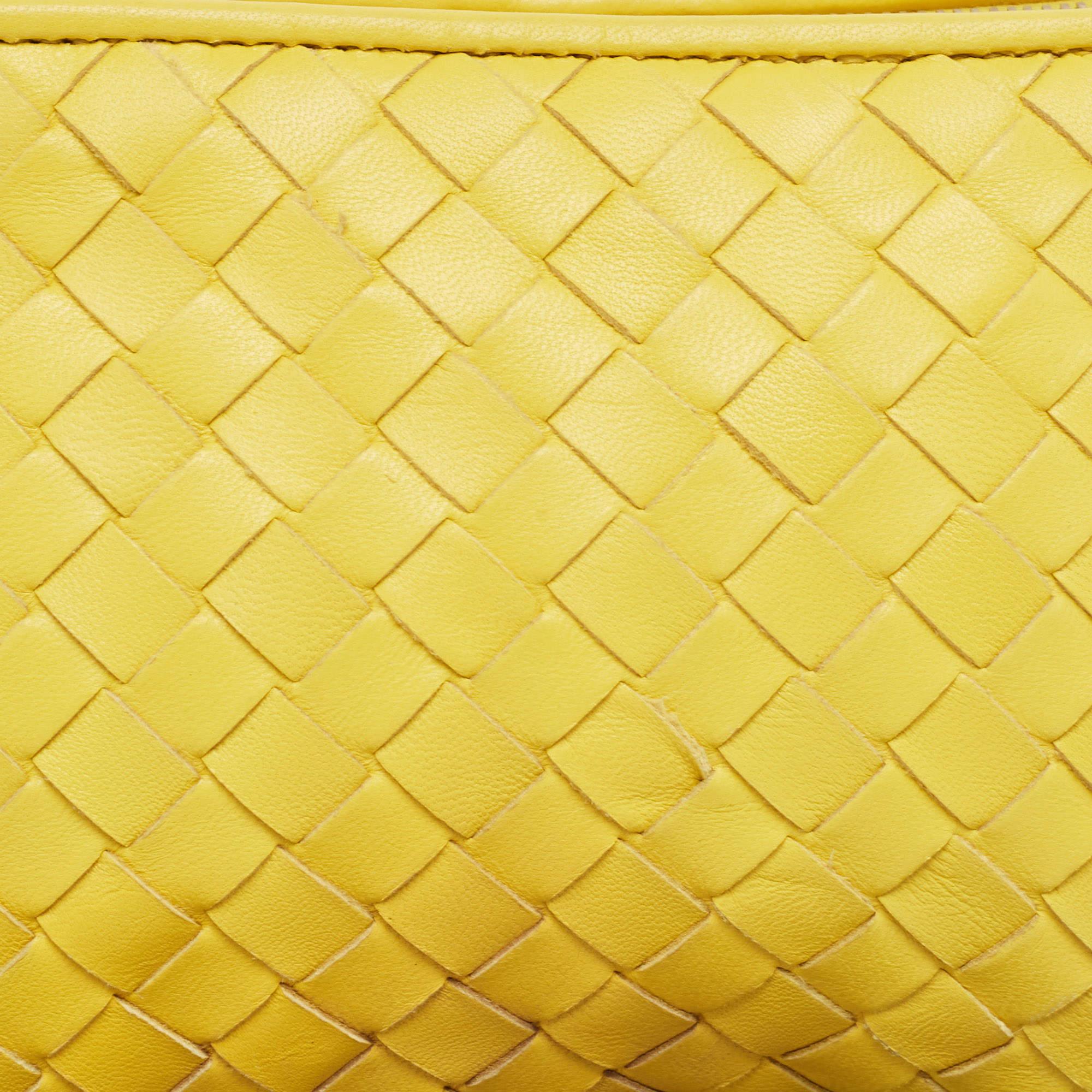 Bottega Veneta Yellow Leather Zip Pouch For Sale 3