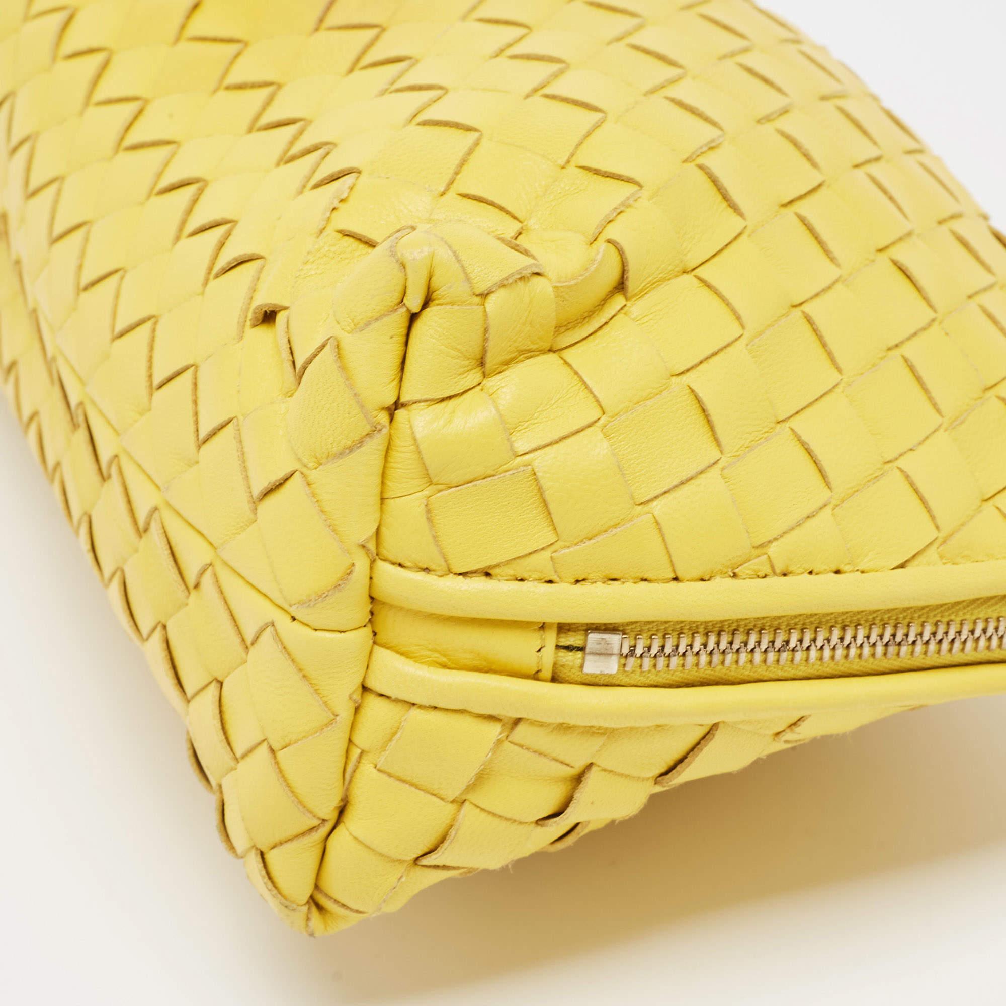 Bottega Veneta Yellow Leather Zip Pouch For Sale 5