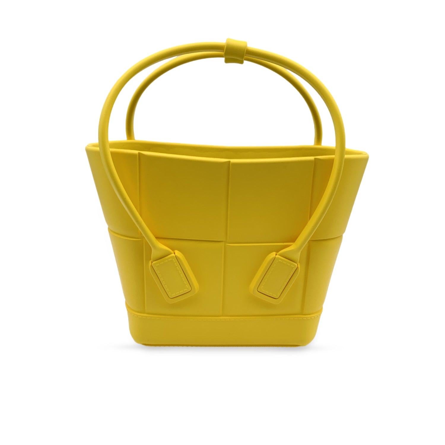 Bottega Veneta Yellow Matt Rubber Mini Arco Tote Bag Handbag In Excellent Condition In Rome, Rome