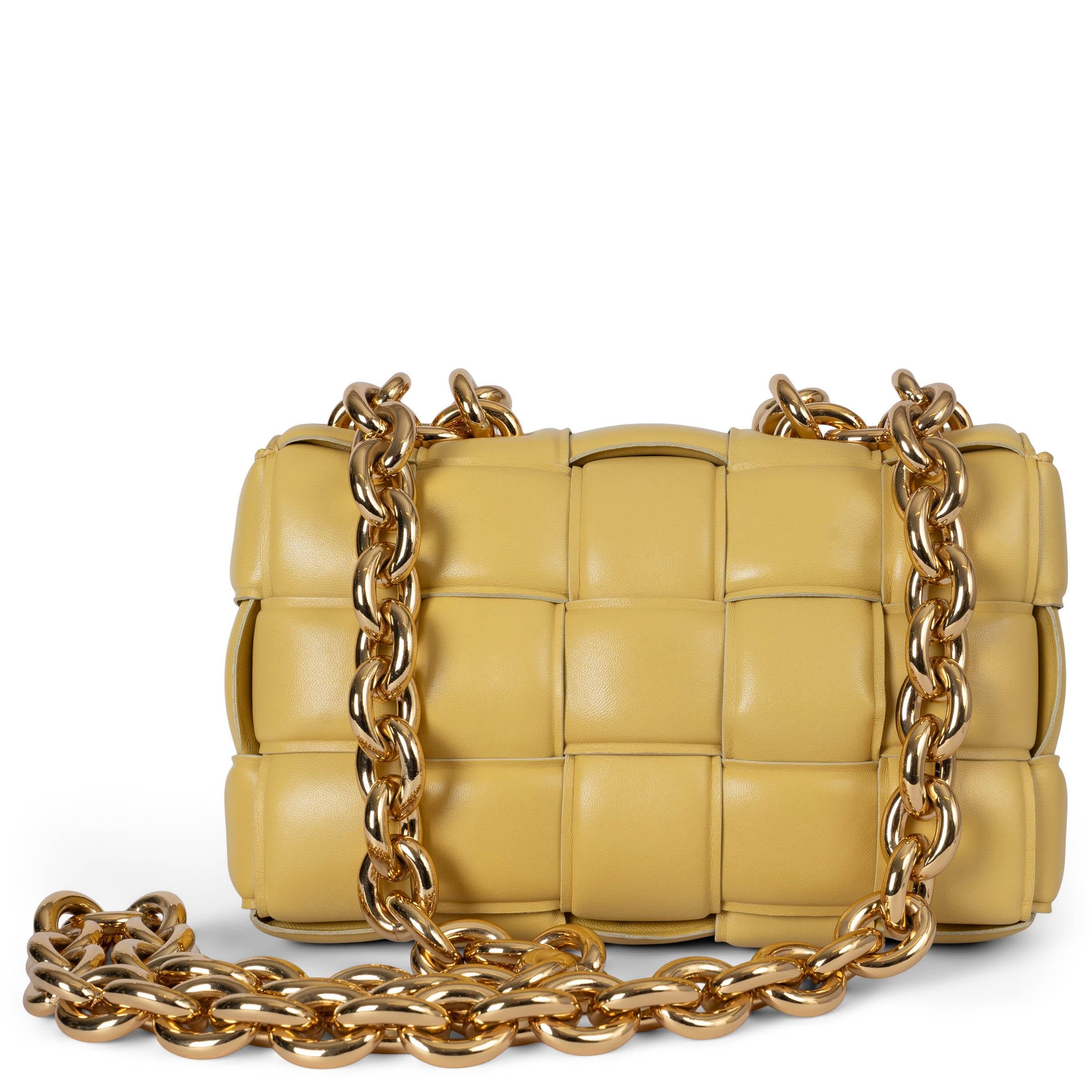 Yellow BOTTEGA VENETA yellow Maxi Intrecciato leather CHAIN CASSETTE Bag For Sale