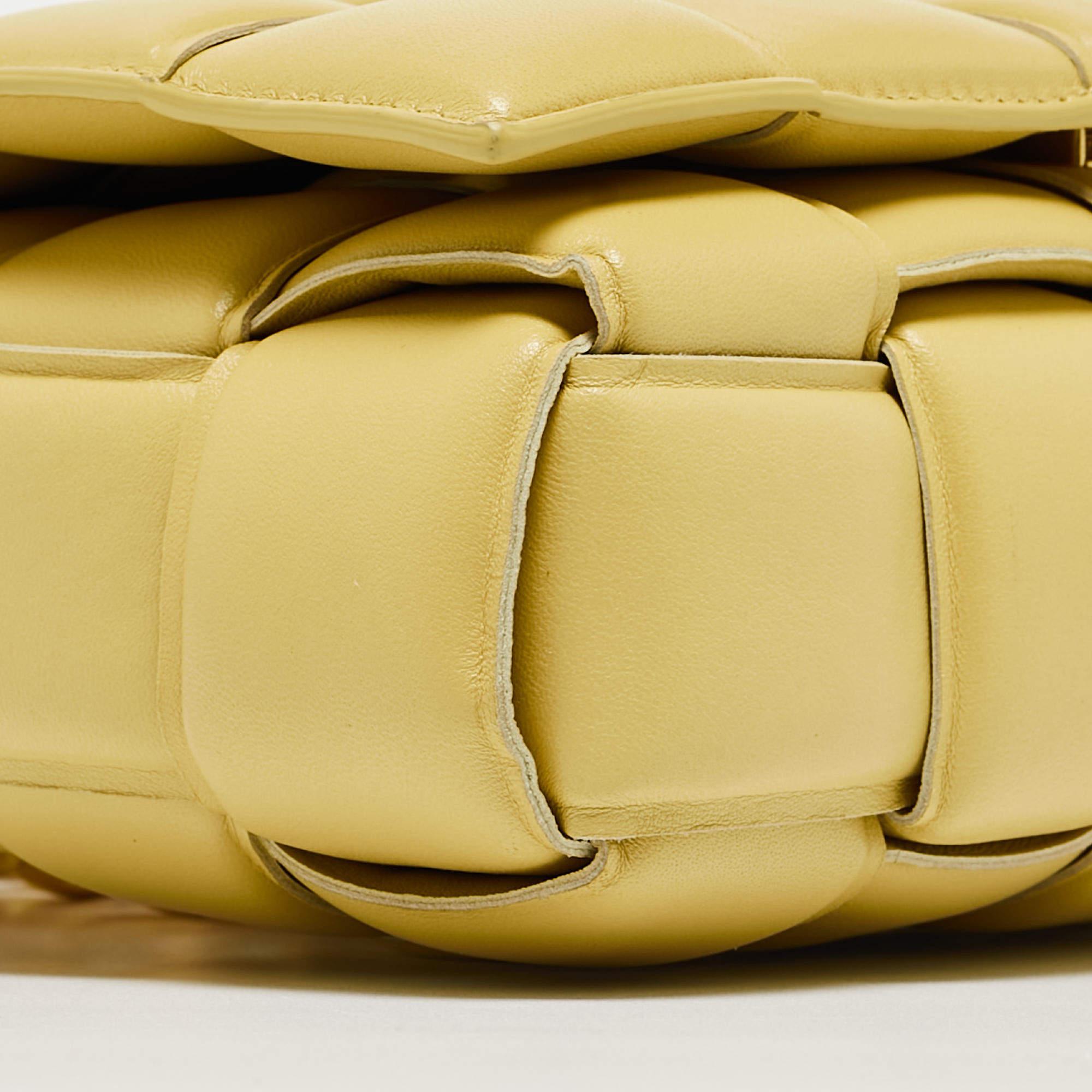 Women's Bottega Veneta Yellow Padded Leather Chain Cassette Shoulder Bag For Sale