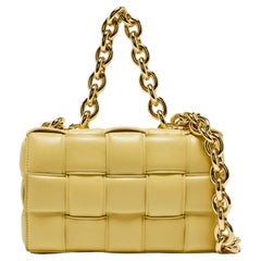 Bottega Veneta Yellow Padded Leather Chain Cassette Shoulder Bag