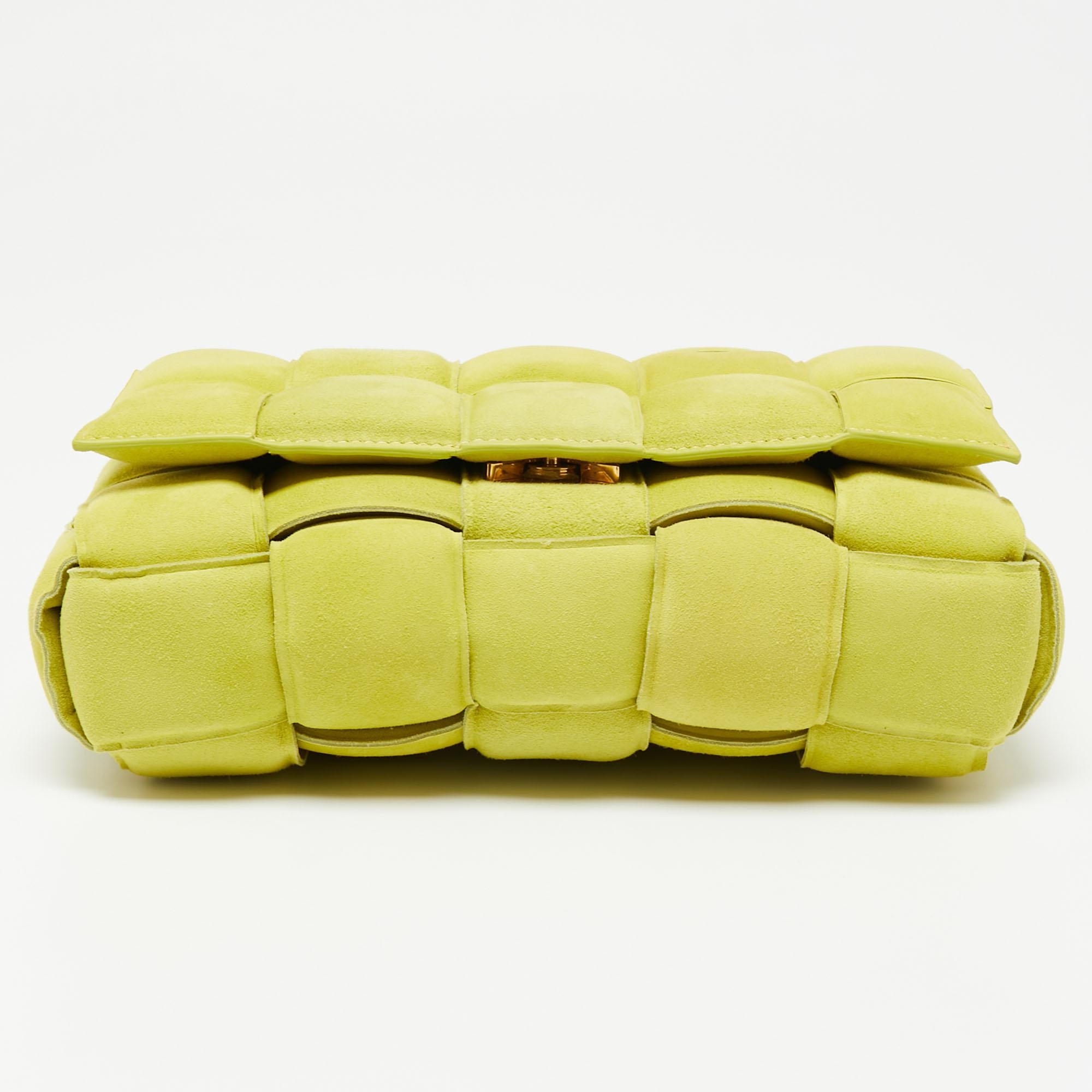 Bottega Veneta Yellow Padded Suede Chain Cassette Shoulder Bag 1