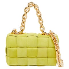 Bottega Veneta Yellow Padded Suede Chain Cassette Shoulder Bag