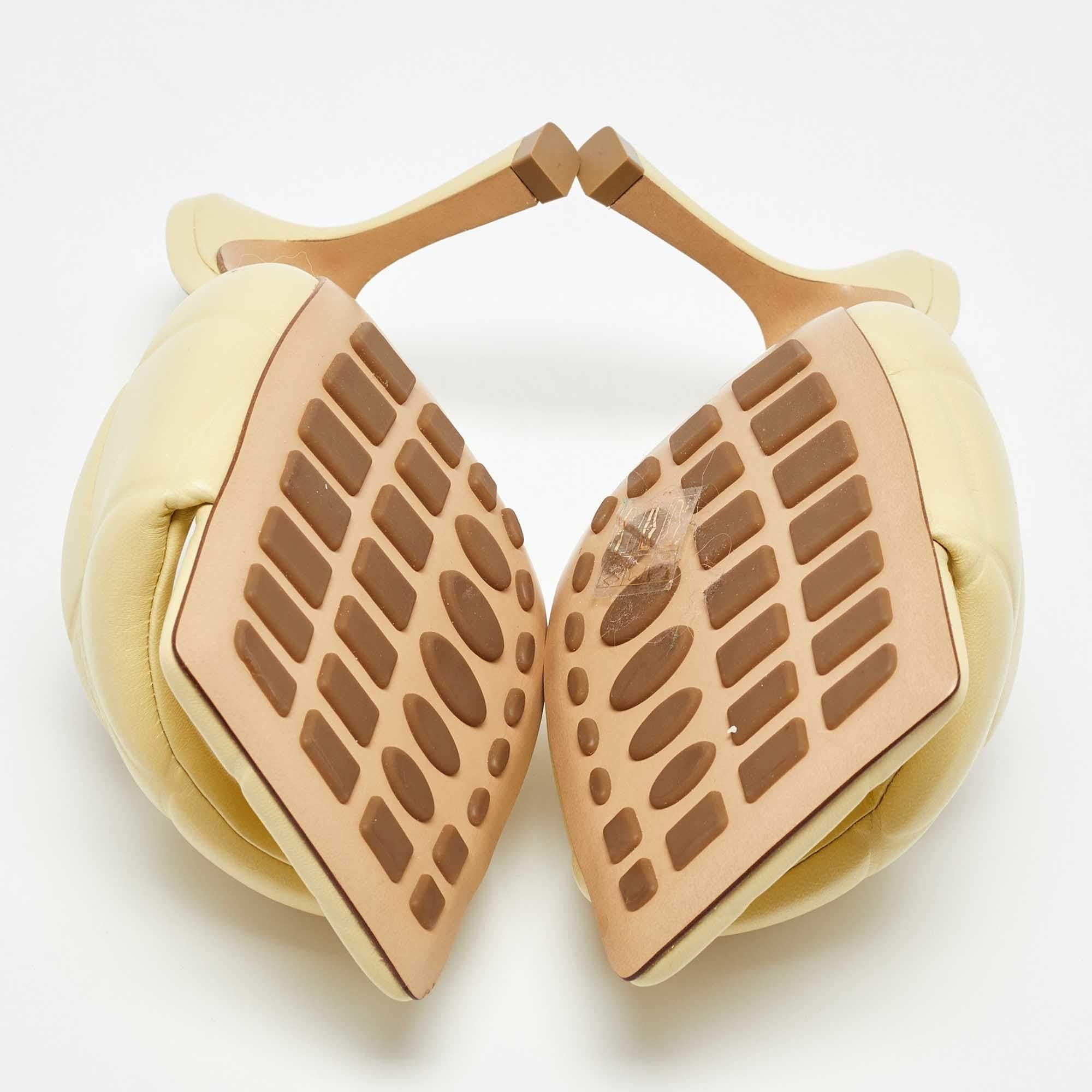 Bottega Veneta Yellow Quilted Leather Lido Slide Sandals Size 36 1