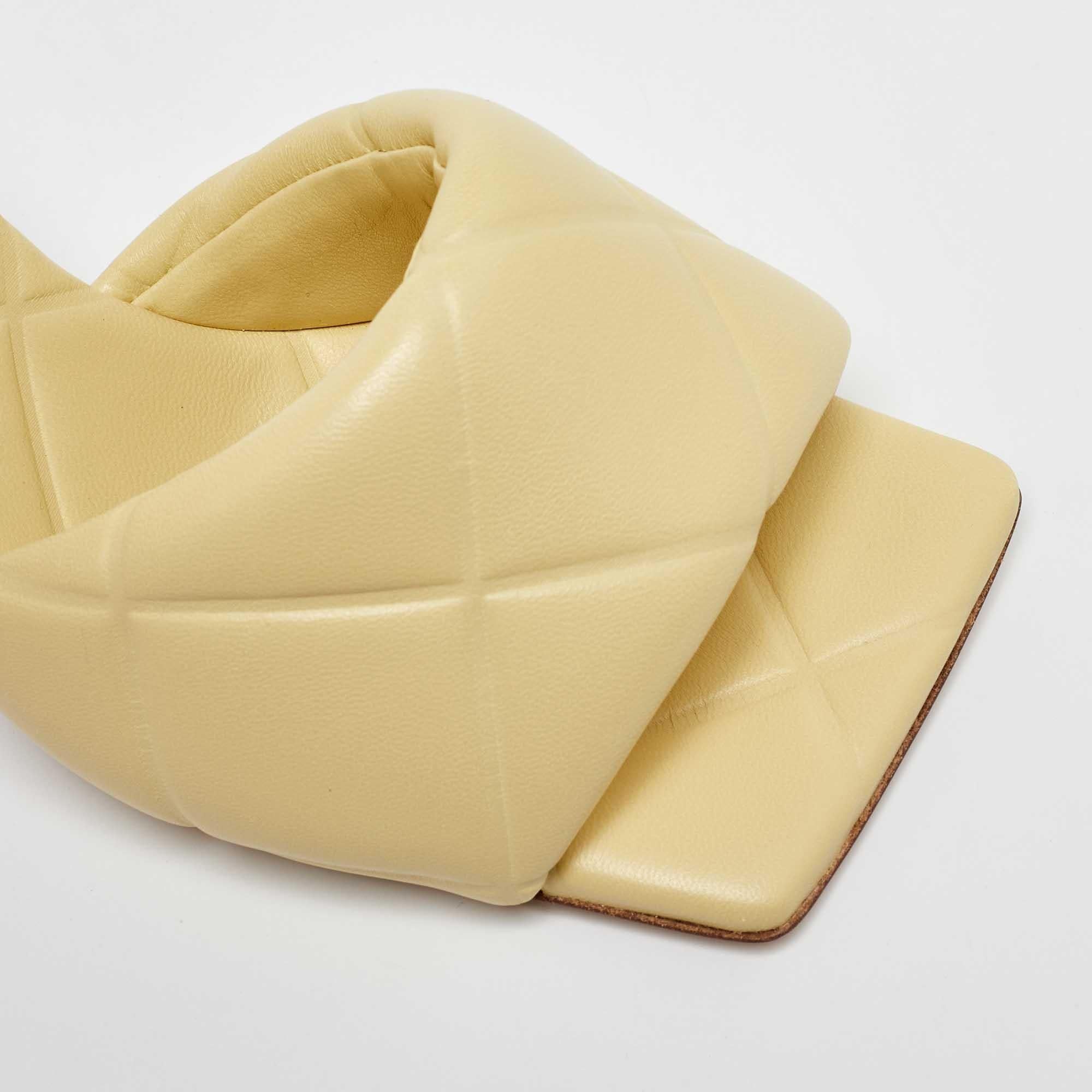 Bottega Veneta Yellow Quilted Leather Lido Slide Sandals Size 36 2