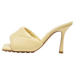 Bottega Veneta Yellow Quilted Leather Lido Slide Sandals Size 36