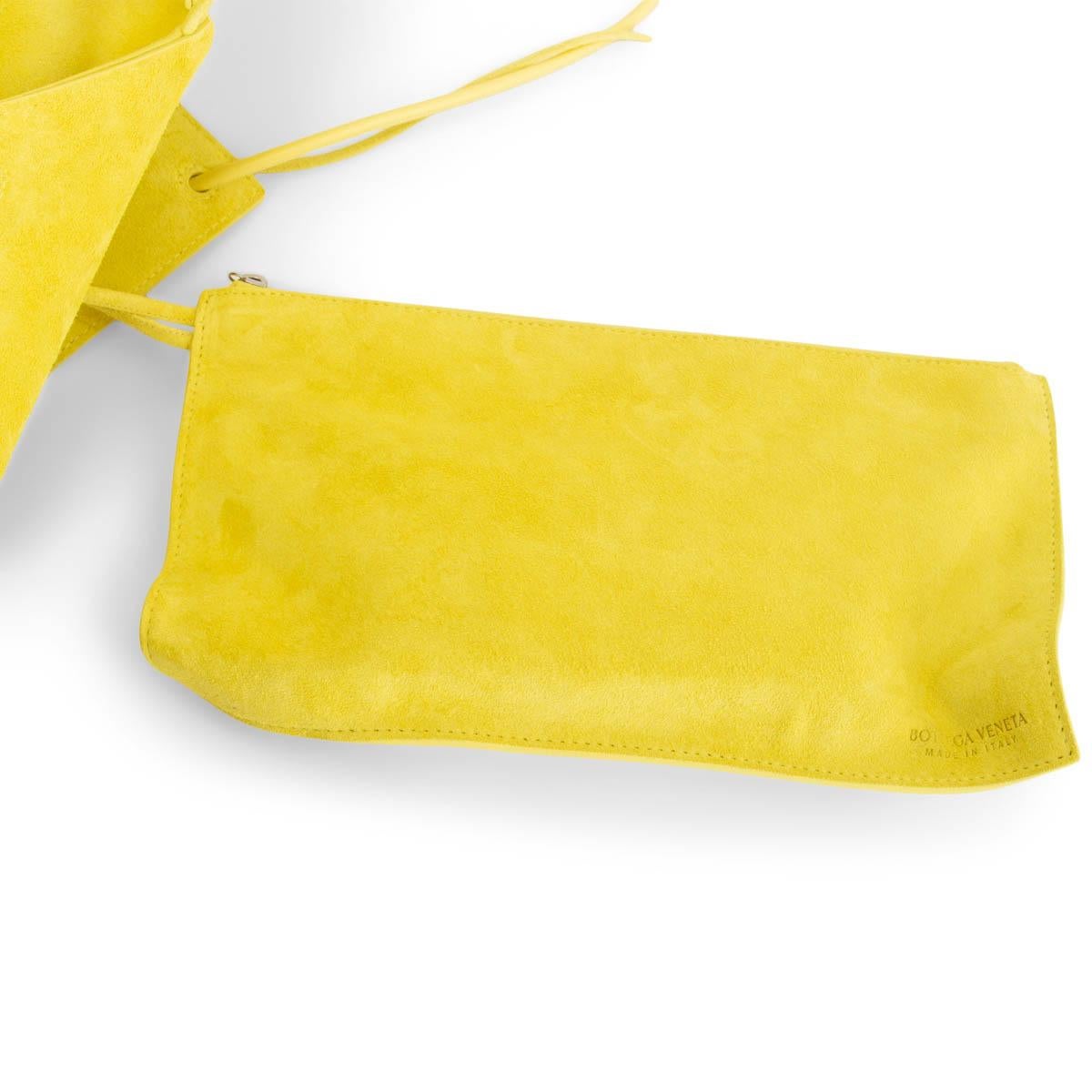 Yellow BOTTEGA VENETA yellow suede FLOWER BASKET SMALL Tote Sherbet Silver