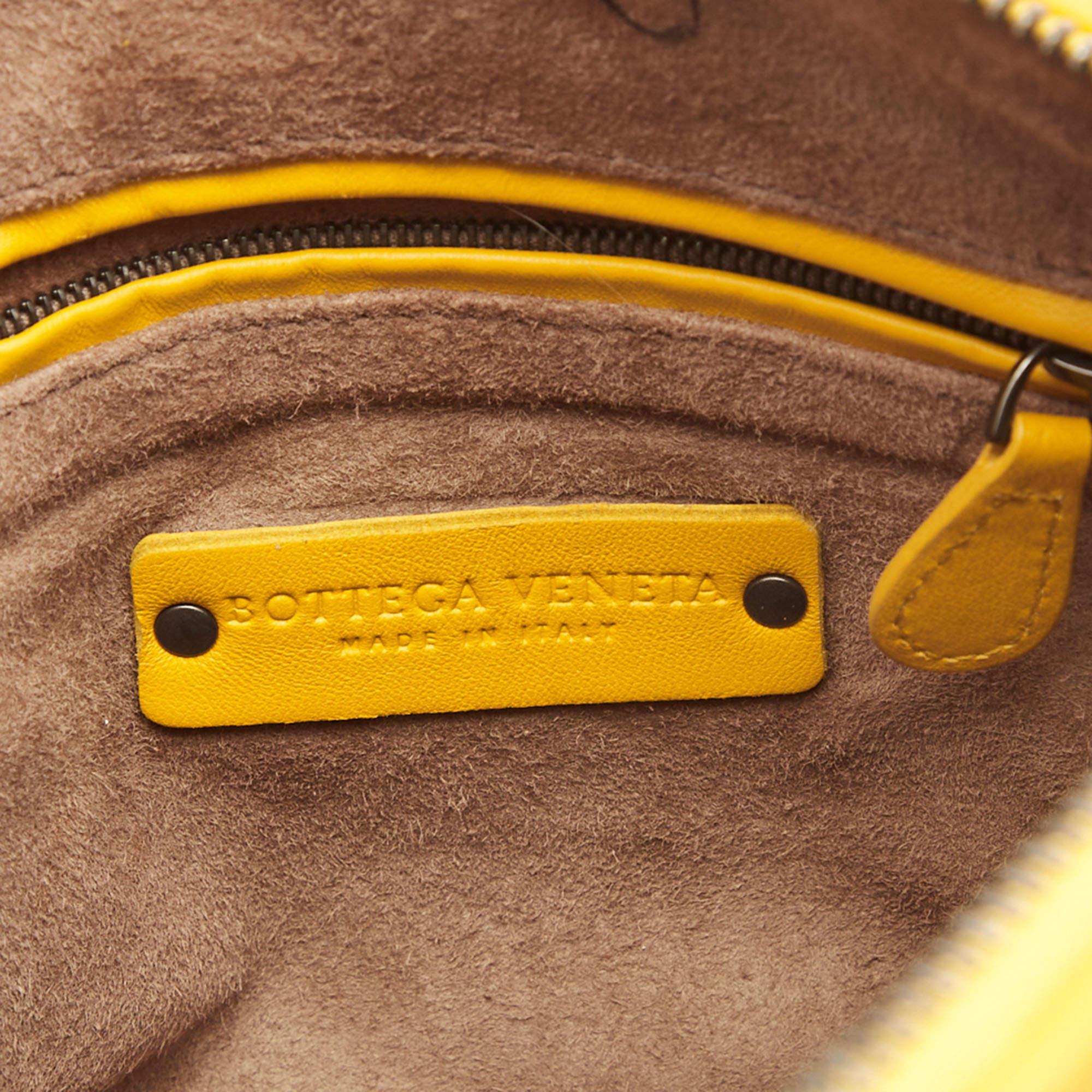 Bottega Veneta Yellow/White Intrecciato Leather Embroidered Nodini Shoulder Bag 6
