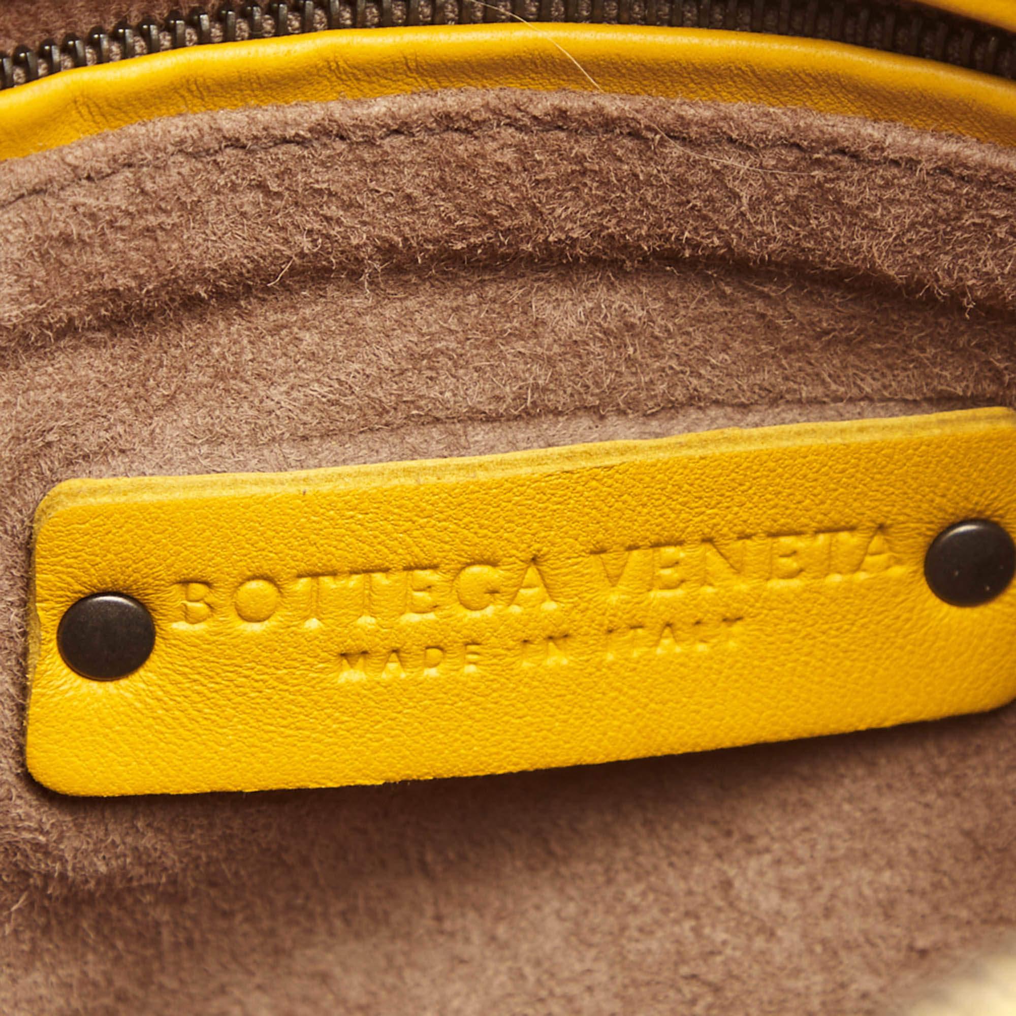 Bottega Veneta Yellow/White Intrecciato Leather Embroidered Nodini Shoulder Bag 7