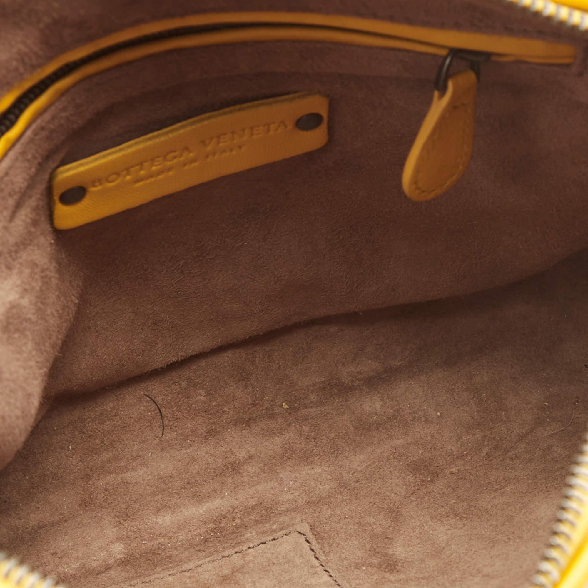 Bottega Veneta Yellow/White Intrecciato Leather Embroidered Nodini Shoulder Bag 5