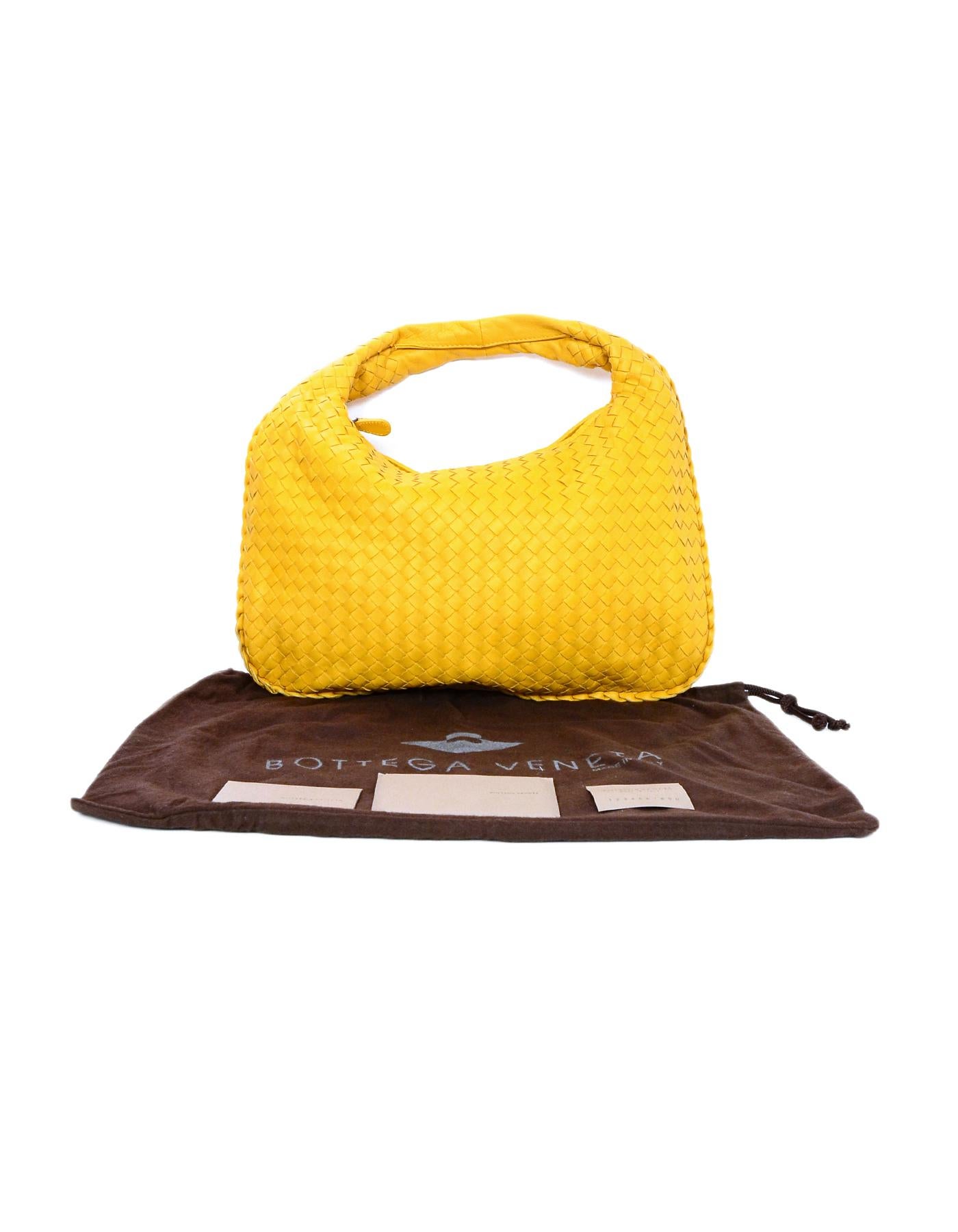 Bottega Veneta Yellow Woven Leather Nappa Intrecciato Medium Veneta Hobo Bag 7