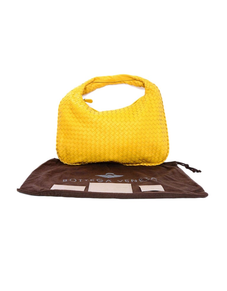 Bottega Veneta Yellow Intrecciato Woven Nappa Leather Medium Veneta Hobo  Bag - Yoogi's Closet