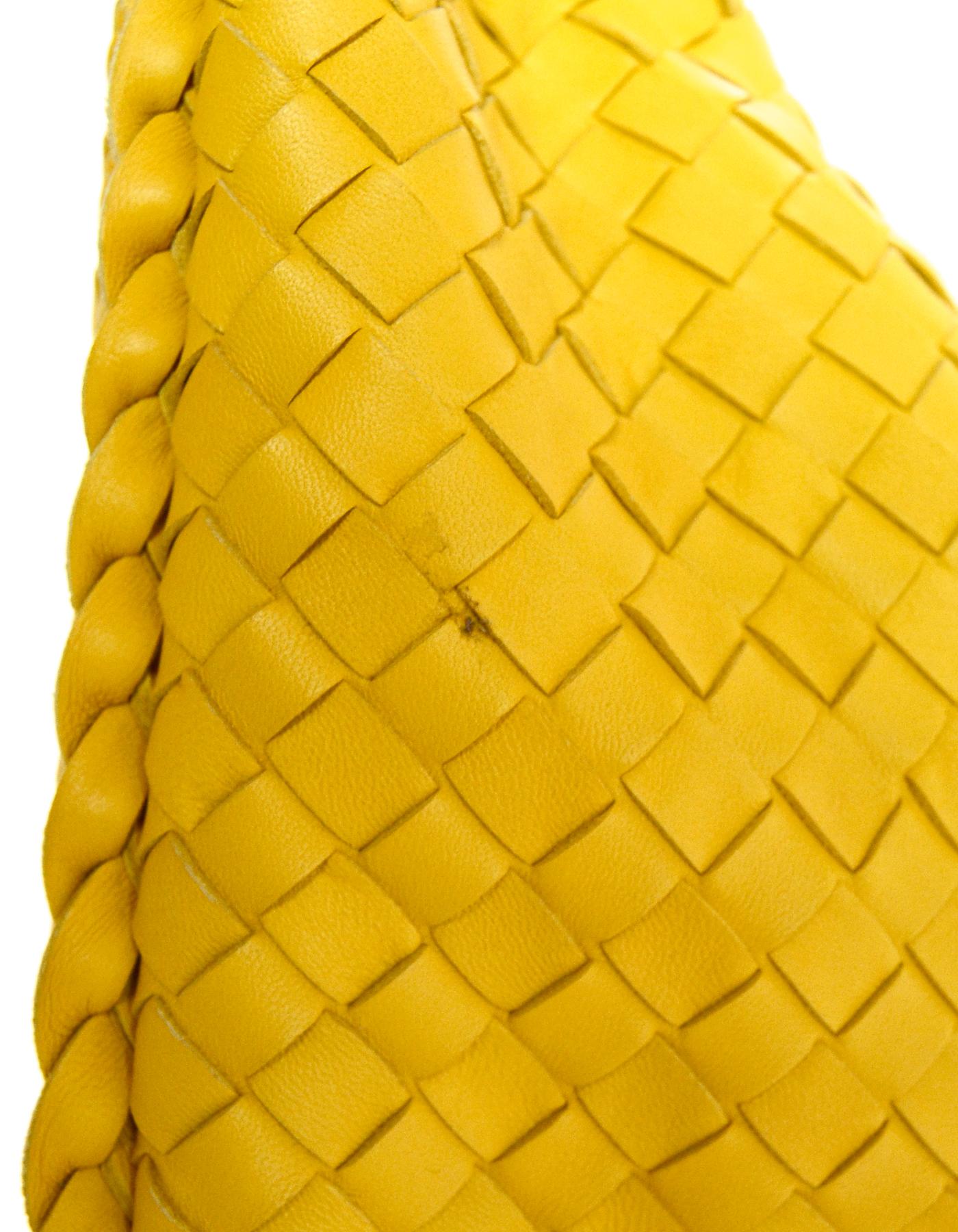 Bottega Veneta Yellow Woven Leather Nappa Intrecciato Medium Veneta Hobo Bag 3