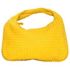 Bottega Veneta Yellow Woven Leather Nappa Intrecciato Medium Veneta Hobo Bag