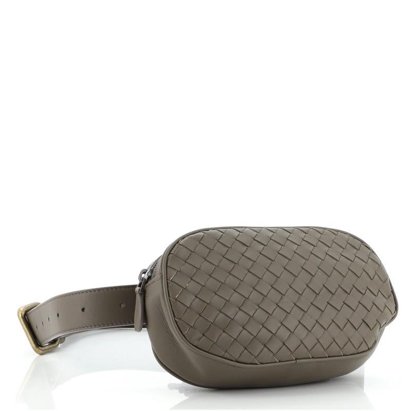 Gray Bottega Veneta Zip Belt Bag Intrecciato Nappa
