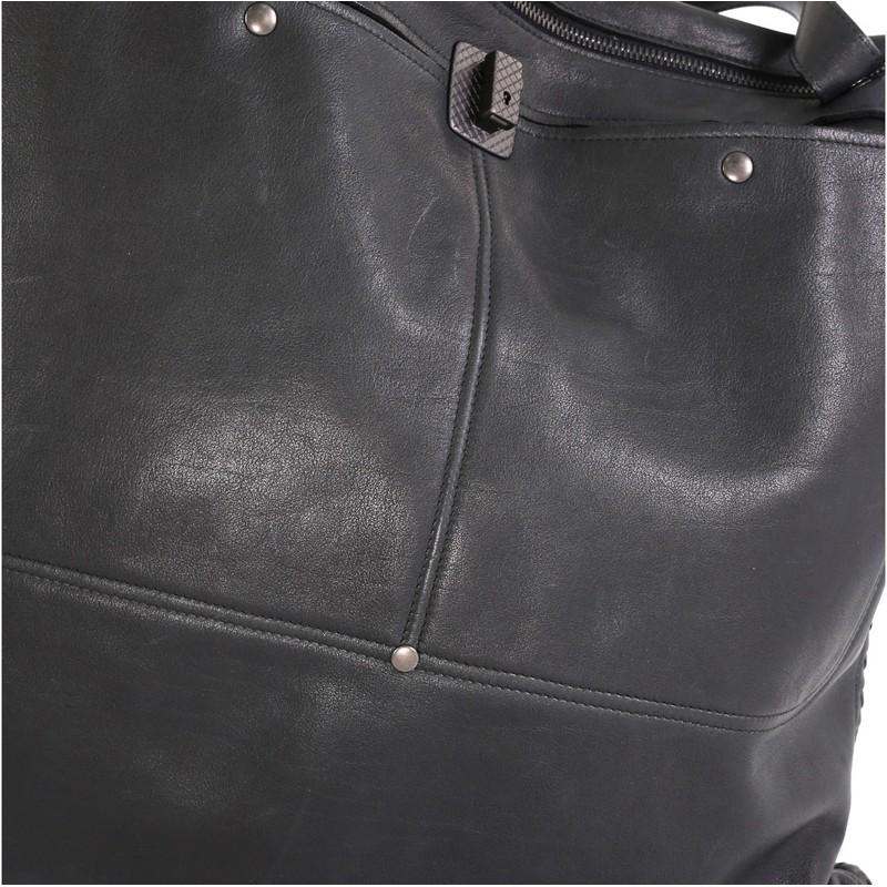 Bottega Veneta Zip Front Pocket Shopping Tote Leather with Intrecciato Detail La 3