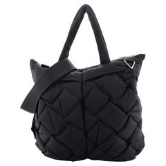 Bottega Veneta Zip Top Convertible Tote Embossed Nylon