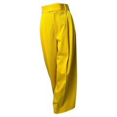 Bottega Venete Pantalones de Lana Amarillos de Talle Alto Pantalones Sz.38