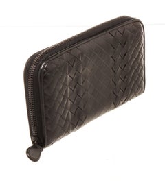 Bottega Venetta Black Leather Wallet with material leather gold-tone hardware