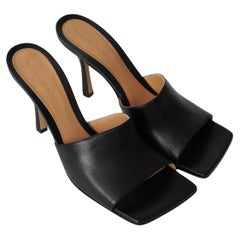Bottega Venetta Nero Punta Quadrata Sandali con Tacco Sz 41