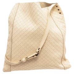 Bottega Venetta Cream Lambskin Leather Tote Bag Bag with silver-tone hardware