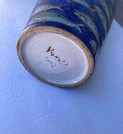 Bottega Vignoli Large Majolica/Ceramic Vase, Signed, Dated