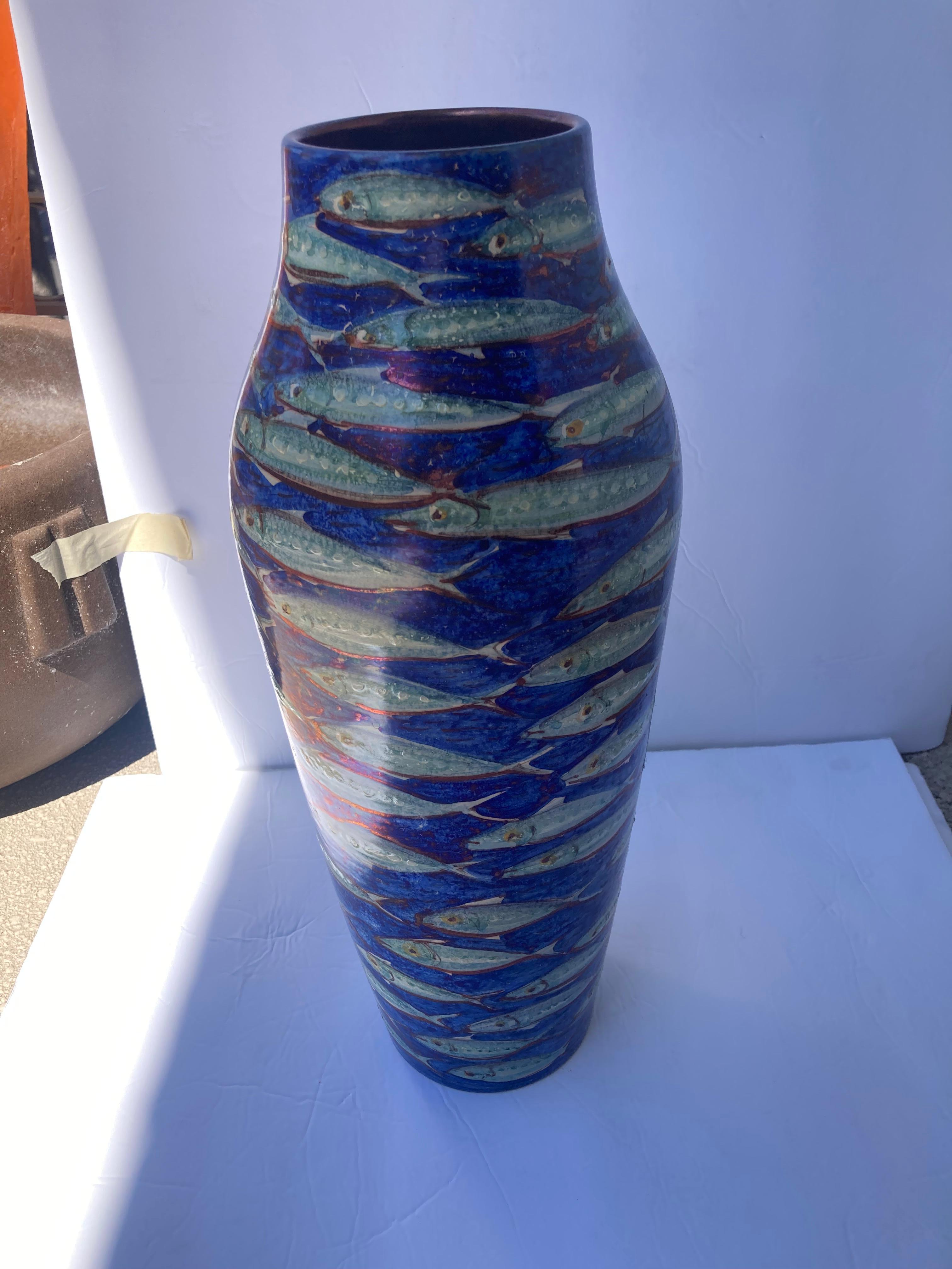 Hand-Crafted Bottega Vignoli Large Majolica/Ceramic Vase, Signed, Dated For Sale