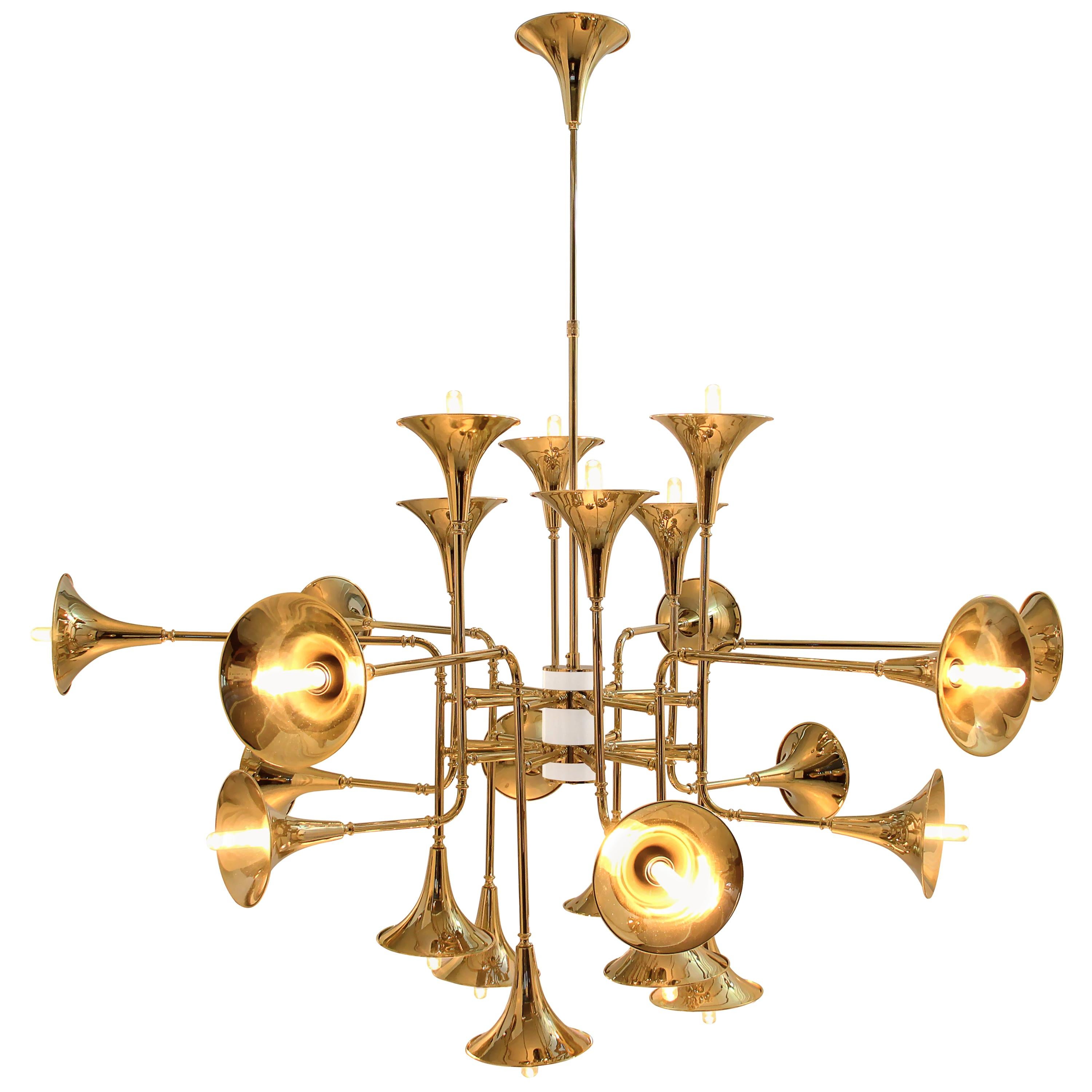 Botti Chandelier in Gold and Brass For Sale