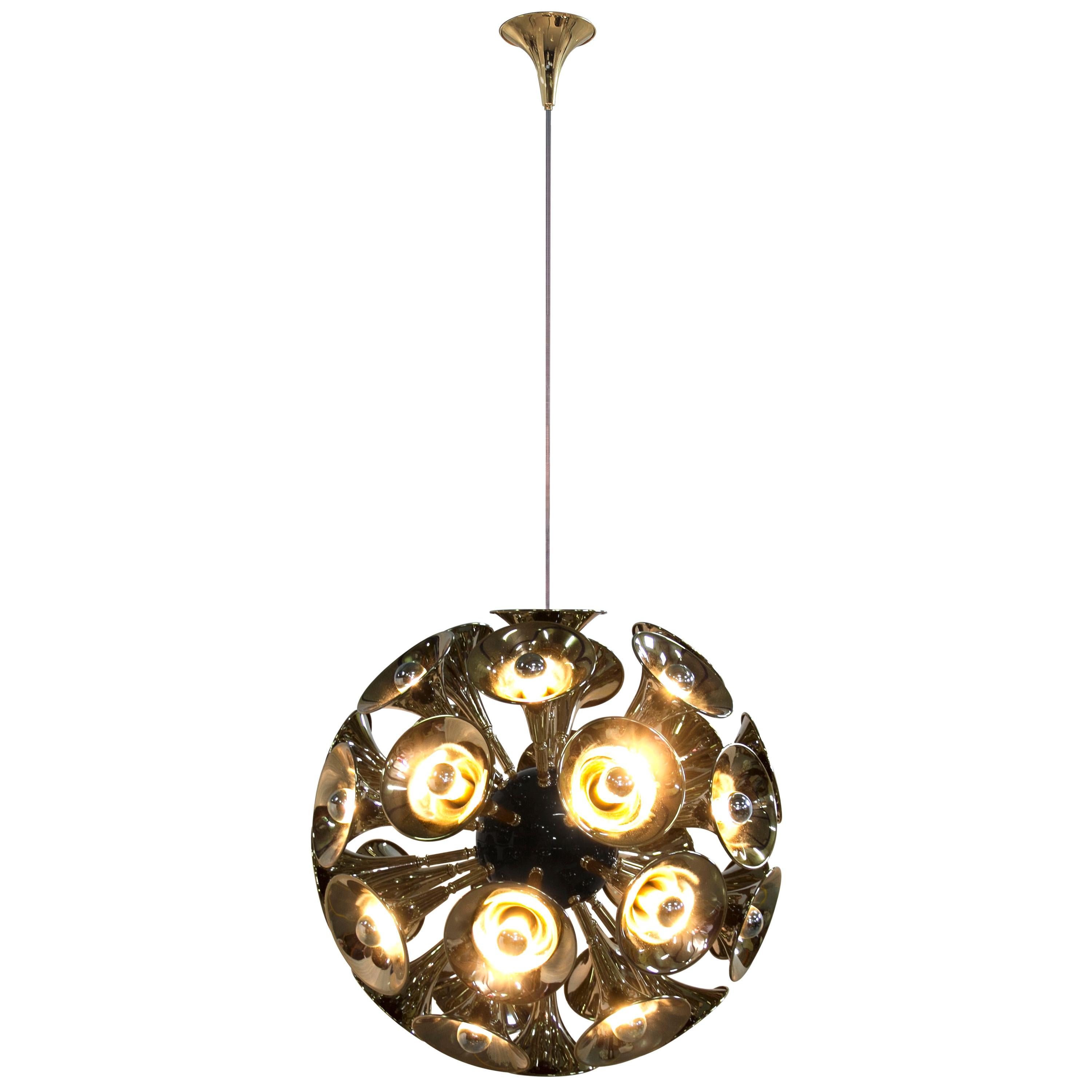 Botti pendant light in Gold and Brass For Sale