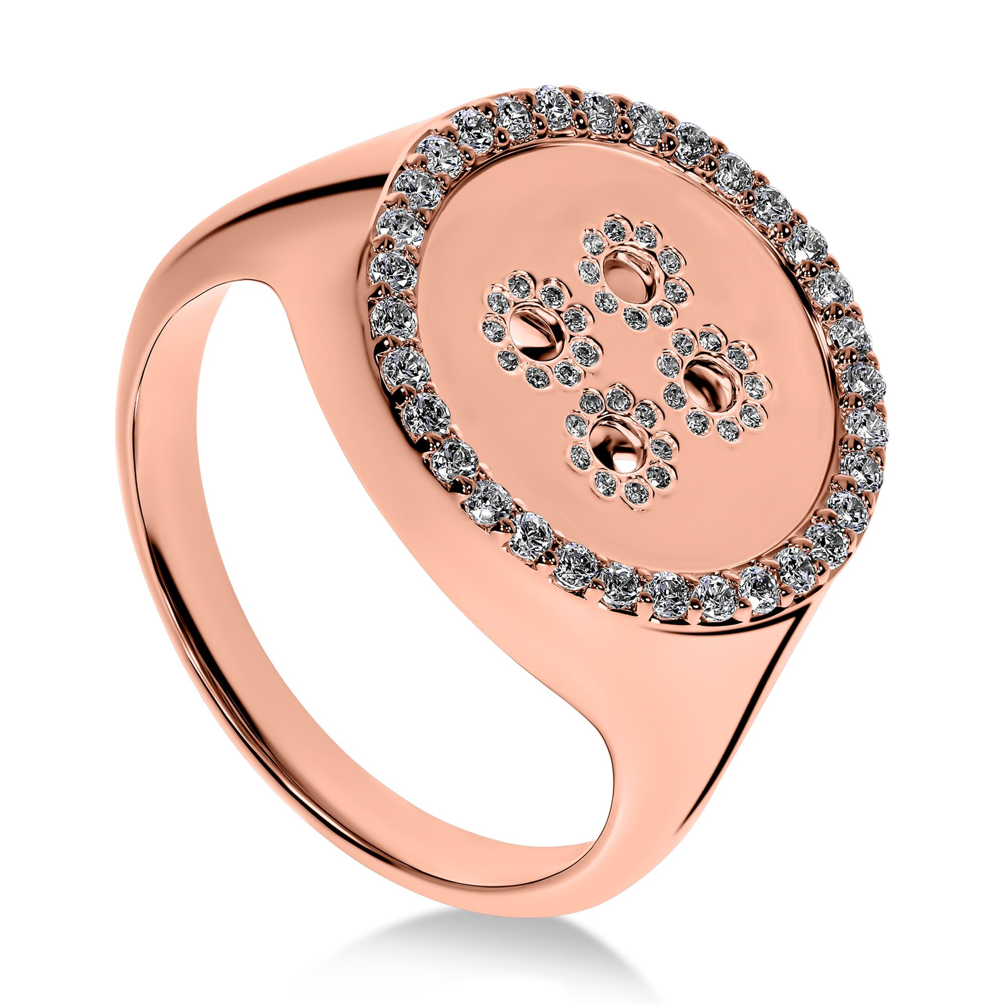 Taglio rotondo Anello Signet BÓTTINÌ in oro rosa 18 carati in vendita