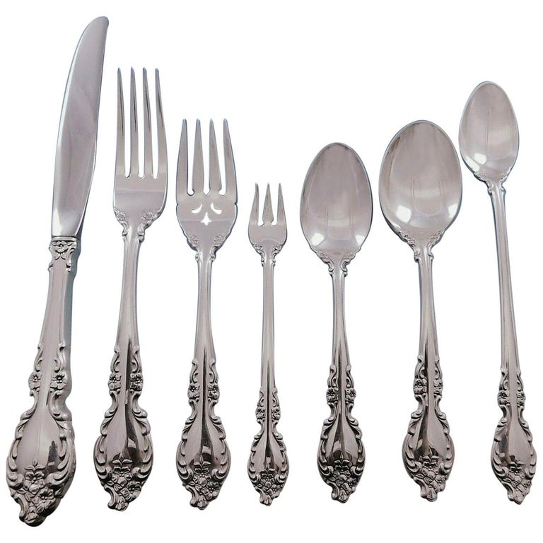 Botticelli By Oneida Sterling Silver Flatware Set For 12 Service 93 Pieces For Sale At 1stdibs