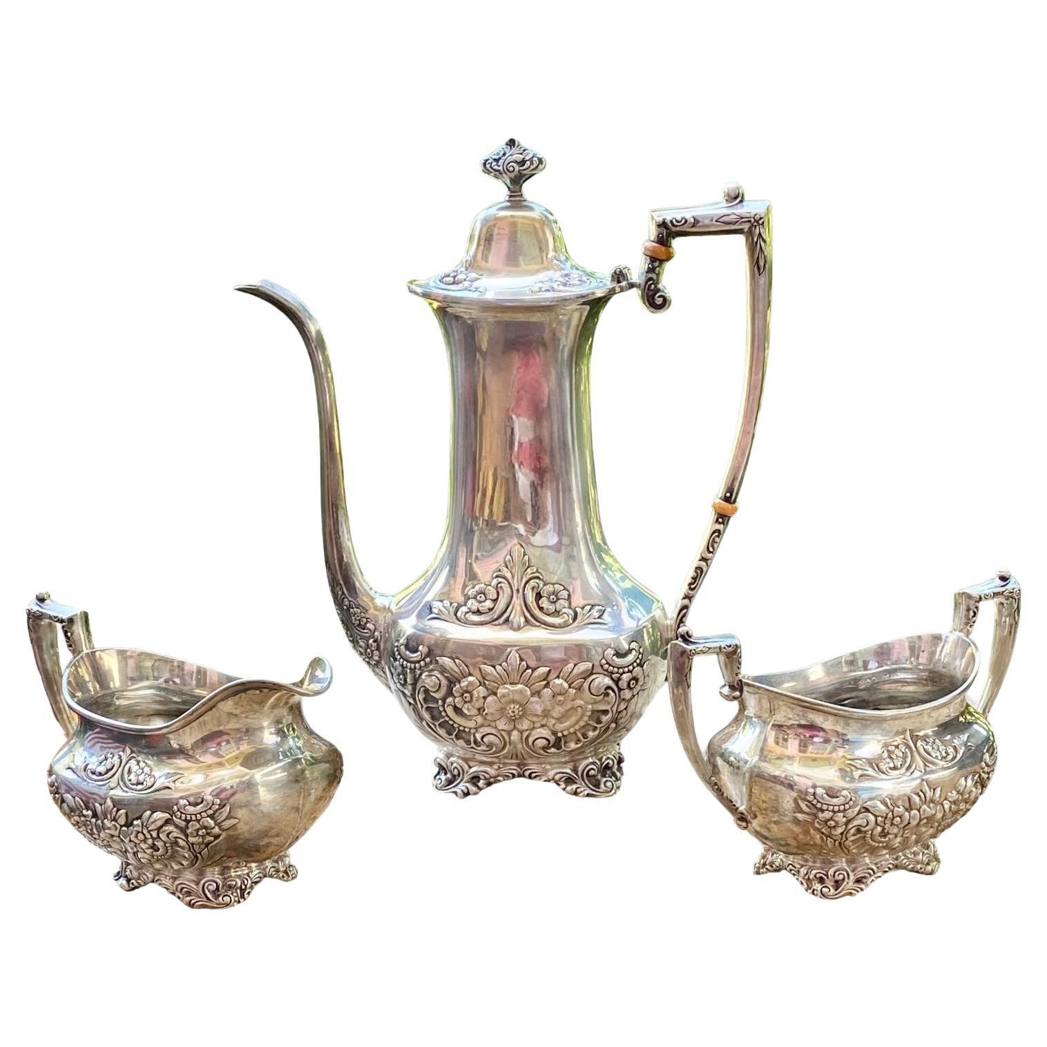 Botticelli Pattern After-Dinner Coffee Set Sterling FRANK WHITING