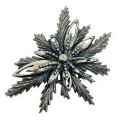 BOTTICELLI signed silver tone rhinestone designer brooch