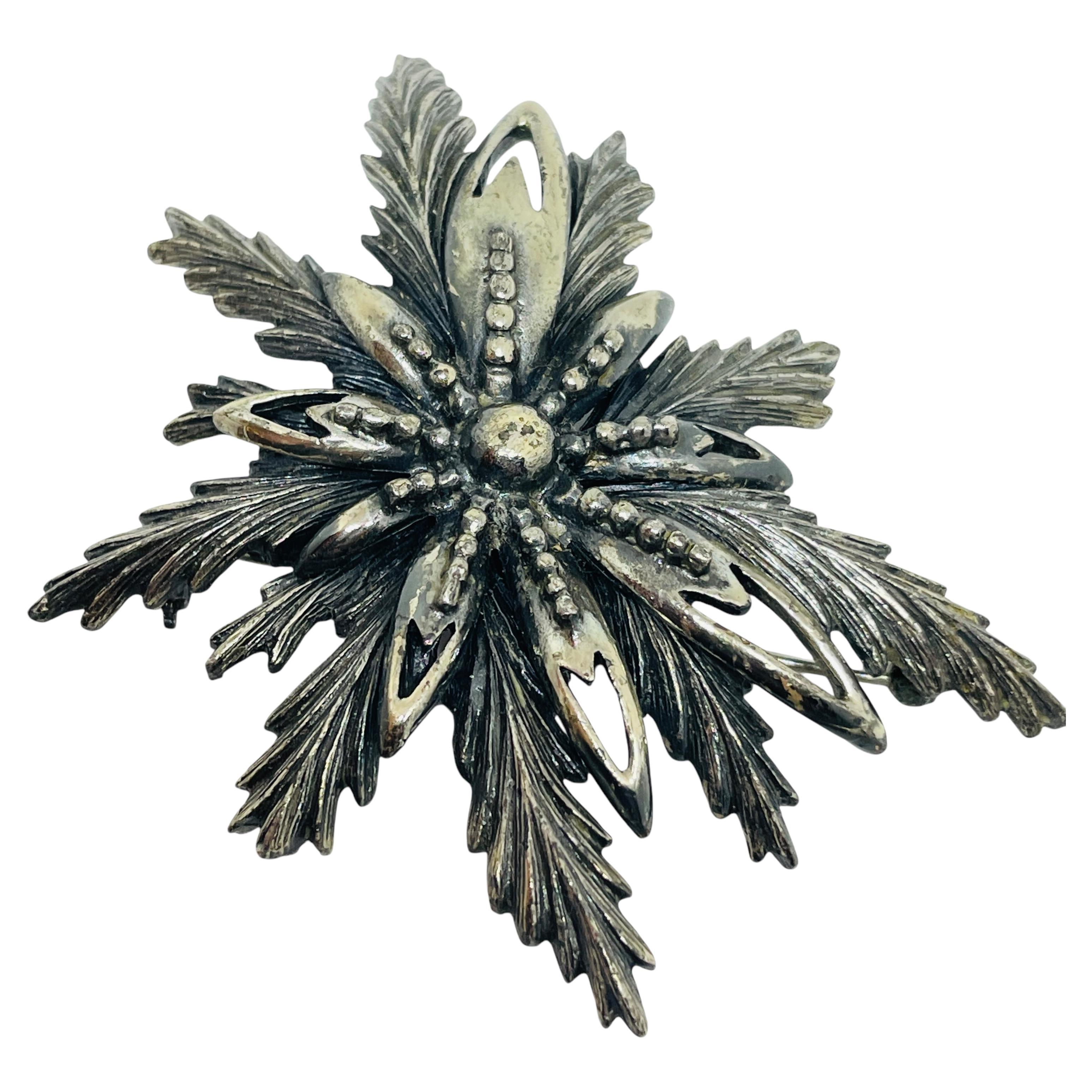 BOTTICELLI signed silver tone rhinestone designer brooch