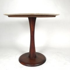 Botticino Marble Pedestal Dinette Cafe Entry Table in the Manner of Nanna Ditzel