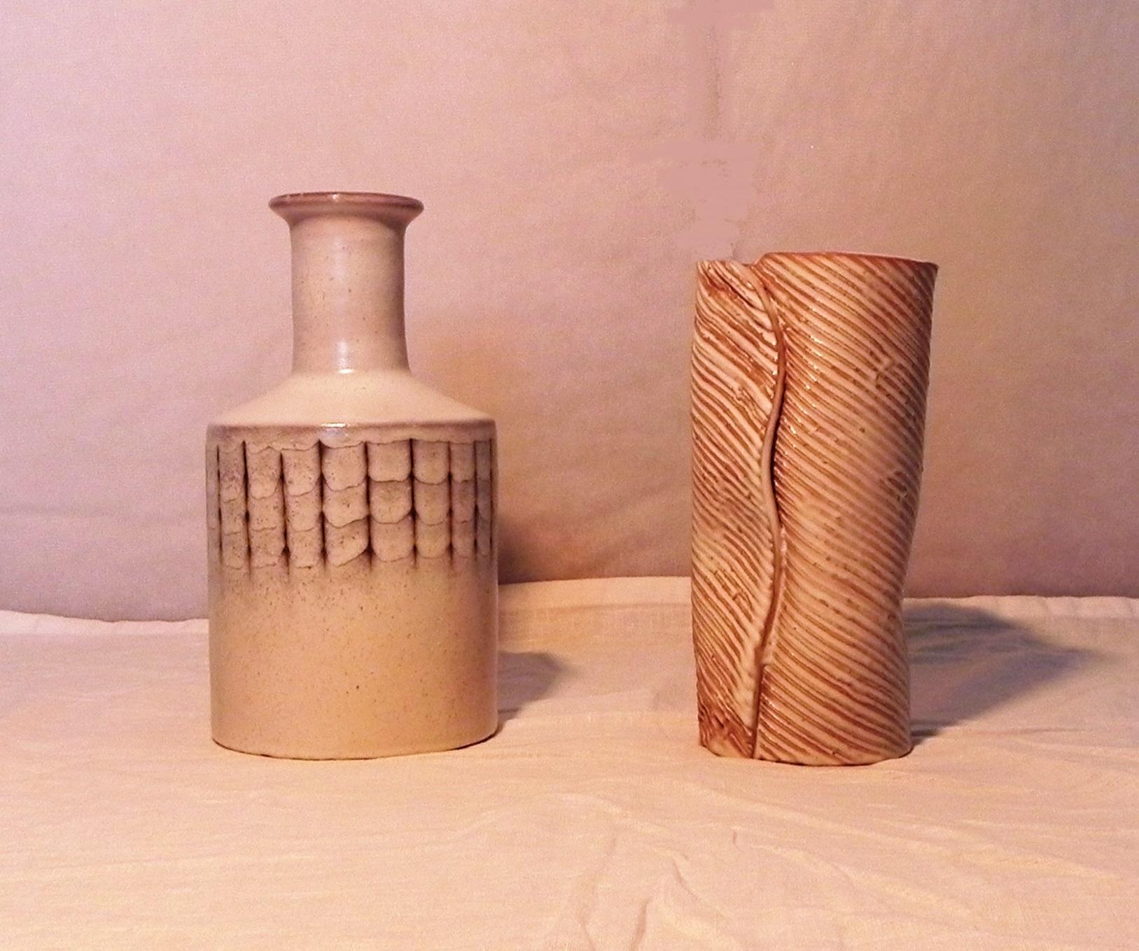 Mid-Century Modern ceramic bottle and vase, 1970s For Sale