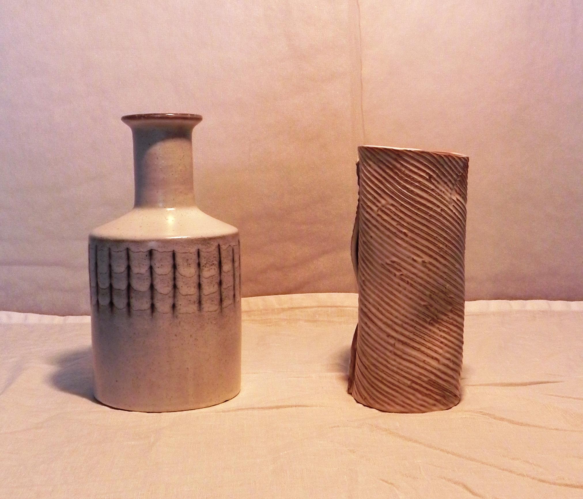 Hand-Crafted ceramic bottle and vase, 1970s For Sale