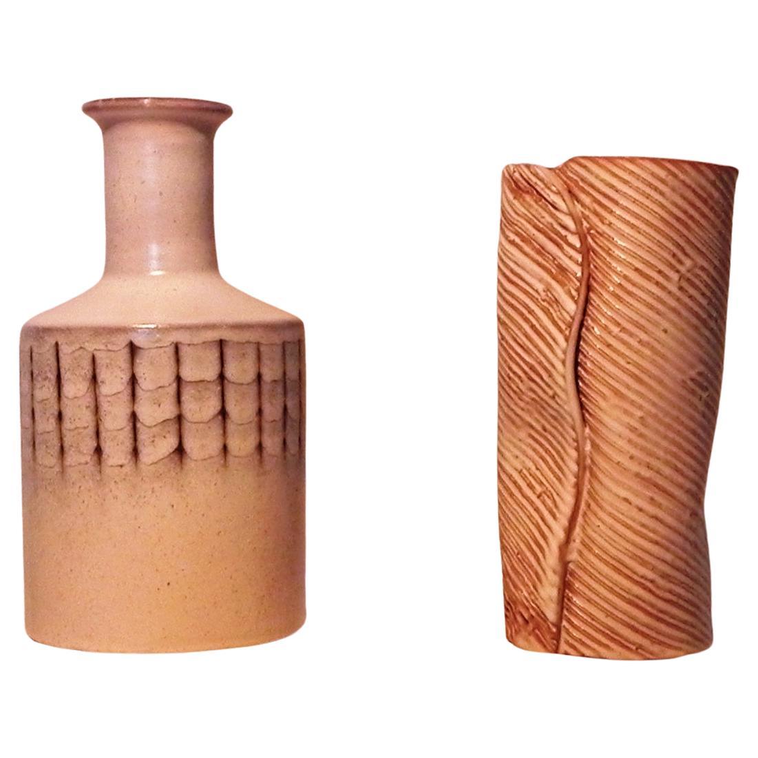 ceramic bottle and vase, 1970s For Sale