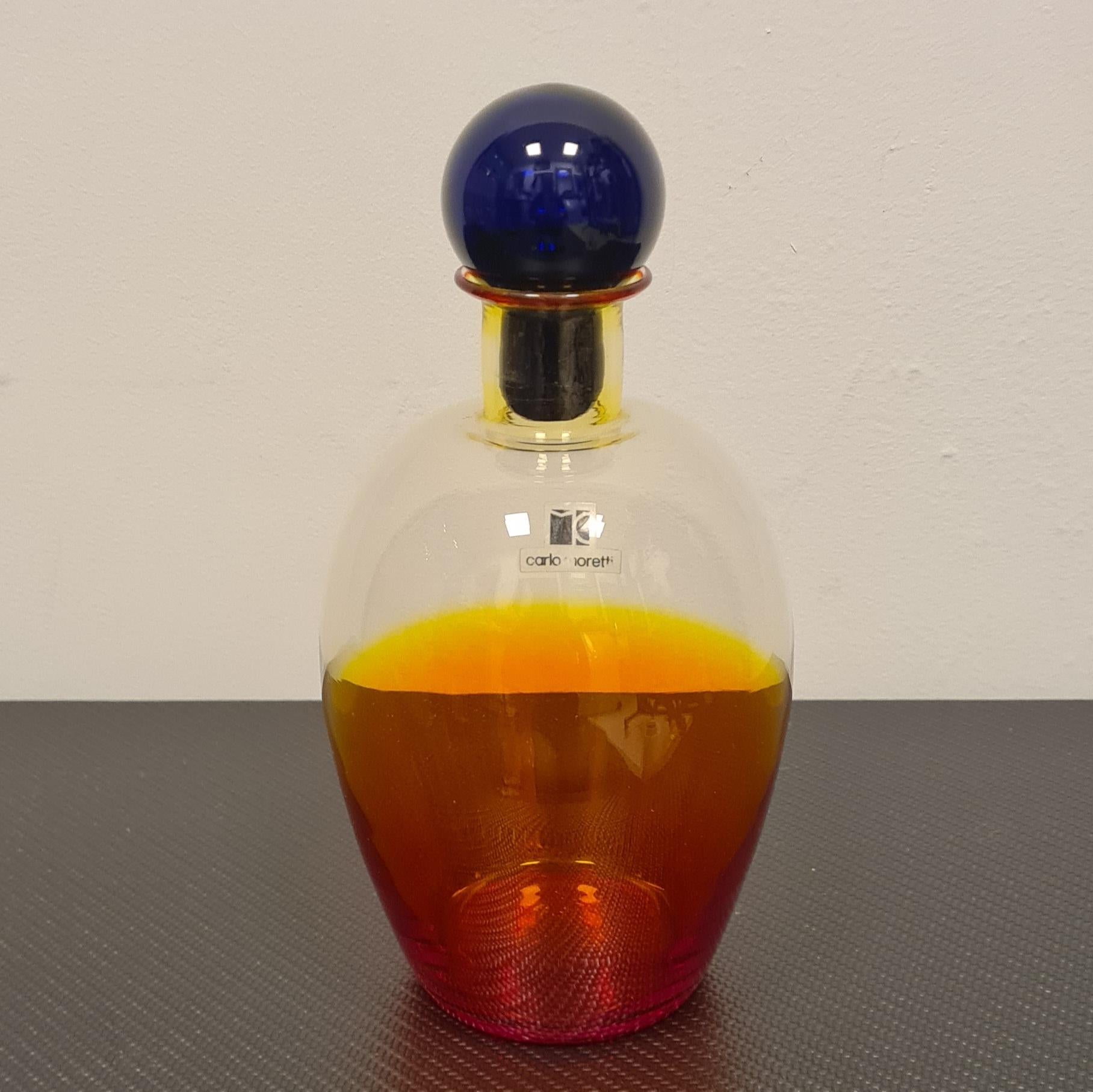 Italian Blown glass bottle by Carlo Moretti For Sale